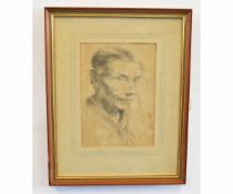 Unsigned pencil drawing, Head and shoulders portrait of a gent, 23 x 16cms