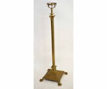 Victorian brass Corinthian column standard lamp with adjustable column and square stepped base