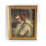 Pierre Baillant, signed and dated 1922, oil on panel, Two choirboys, 27 x 21cms