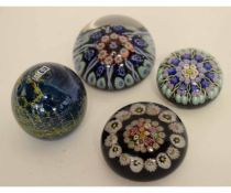 Mdina glass paperweight, together with three other paperweights (4)
