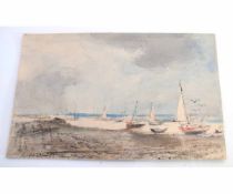 Arthur Edward Davies, RBA, RCA, signed watercolour, "Low Tide, Brancaster", 21 x 32cms, unframed