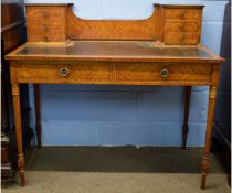 Sheraton style satinwood ladies desk retailed by Goodall Lamb & Heighway Ltd of Manchester, the