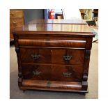 Pair of 19th century Continental mahogany three full width drawer chests with decorative cast