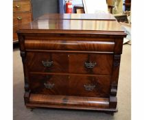 Pair of 19th century Continental mahogany three full width drawer chests with decorative cast