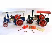 Two Wilesco live steam traction engines, 31cms long