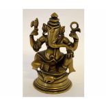 Small cast brass model of Ganesha, 13cms tall