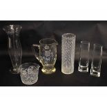Group of assorted cut and other glass wares including wine cooler, water jug and four various