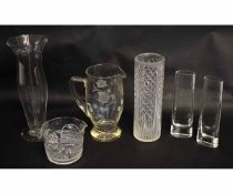 Group of assorted cut and other glass wares including wine cooler, water jug and four various