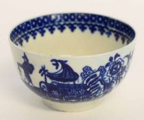 Worcester porcelain blue and white bowl circa 1780, printed with the fisherman pattern, with