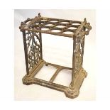 Good quality Victorian cast metal stick stand with 12 circular slots to top and heavy cast side
