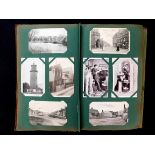 Postcard album containing 350+ assorted postcards including real photograph of procession, Great