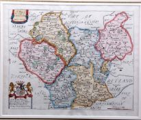 RICHARD BLOME: A MAPP OF THE COUNTY OF LEICESTER WITH ITS HUNDREDS, engraved hand coloured map circa