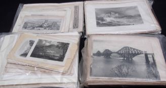 Box containing packets of loose engravings of Scotland, Wales, America etc