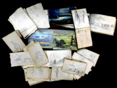 One box: quantity of 19th century sketchbooks by various hands containing assorted topographical,