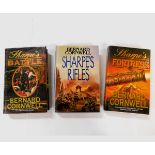 BERNARD CORNWELL: 3 titles: SHARPE'S FORTRESS, London, Harper Collins, 1999, 1st edition, signed,