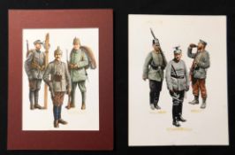 PIERRE TURNER (1943-2011), two well executed original pen, ink and watercolour military uniform