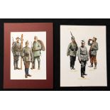 PIERRE TURNER (1943-2011), two well executed original pen, ink and watercolour military uniform