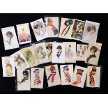 Small collection Edwardian etc postcards including fashion and beauty, several French and Italian