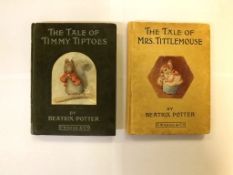 BEATRIX POTTER: 2 titles: THE TALE OF MRS TITTLEMOUSE, 1910, 1st edition, 27 coloured plates as