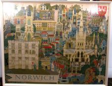 KERRY LEE: NORWICH, coloured litho poster circa 1950 for British Railways, printed by Waterlow &