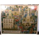 KERRY LEE: NORWICH, coloured litho poster circa 1950 for British Railways, printed by Waterlow &