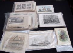 Box containing packets of loose engravings, various subjects including London