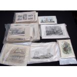 Box containing packets of loose engravings, various subjects including London