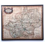 ROBERT MORDEN: HERTFORDSHIRE, engraved hand coloured map, circa 1695, approx size 360 x 450mm,