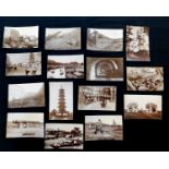 Packet containing 15 circa late 19th century real photographic postcards of China, of which 8