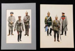 PIERRE TURNER (1943-2011), two well executed original pen, ink and watercolour military uniform