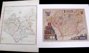 JOANNES BLAEU: LEICESTRENSIS COMITATUS, engraved hand coloured map, circa 1662, approx 380 x