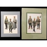 PIERRE TURNER (1943-2011), two well executed original pen, ink and watercolour military uniform