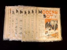 MODERN BOY WEEKLY, Amalgamated Press, 2nd series, Nos 1-24 consecutive, 1938, with fiction by W E