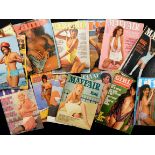 Box file containing 15+ assorted adult and glamour magazines, mainly circa 1970s including RAVEN,
