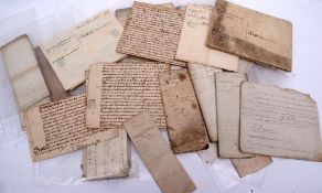 Packet circa 30 vellum and paper Norfolk documents etc, 1728-1838, including a few re Sir William
