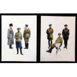 PIERRE TURNER (1943-2011), two well executed original pen, ink and watercolour military uniform