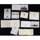 Packet containing approx 9 WWI and WWII Christmas cards, military and Naval