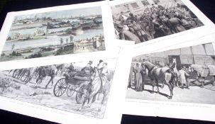 Packet two ILLUSTRATED LONDON NEWS wood engraved double page prints, VIEW OF LEICESTER AND THE NEW