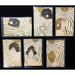 Packet 6 early French coloured glamour cards by RAPHAEL KIRCHNER "FEMMES SOLIEUL", undivided