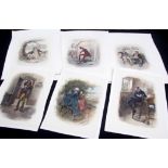 Packet containing 25+ Dickens illustrations, hand coloured photogravures by Frederick Barnard,