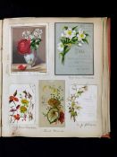 Late 19th century scrap album circa 1880s containing quantity mounted chromolitho and other