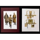 PIERRE TURNER (1943-2011), two well executed original pen, ink and watercolour military uniform