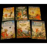 RUPERT ADVENTURE SERIES, Nos 2, 5, 6, 7, 8, 11, each original pictorial wraps, (6)