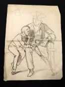 E M WARD, RA (1816-1879), original pencil and pen and ink sketch "Lord Nelson final lessons in