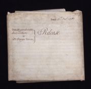 An extensive 1781 vellum release, THE RT HON LORD WALPOLE TO ELEAZOR DAVY, nine membranes, signed by