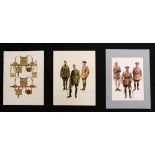 PIERRE TURNER (1943-2011), three well executed original pen, ink and watercolour military uniform