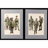 PIERRE TURNER (1943-2011), two well executed original pen, ink and watercolour military uniform