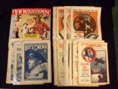 Packet magazines including THE THRILLER, Amalgamated Press, 14 issues, all containing "Steeley"