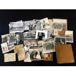 One box: three Victorian blank photograph albums (one with musical movement) + packet of assorted