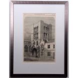 THE NORMAN TOWER BURY ST EDMUNDS, black and white engraving from The Illustrated London News,